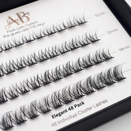 Flash Lash Elegant pre-glued cluster lashes 24 pack card by Alchemy Beauty