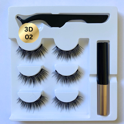 3 pack -  Magnetic Eyeliner Eyelash Eye Lash Makeup Kit