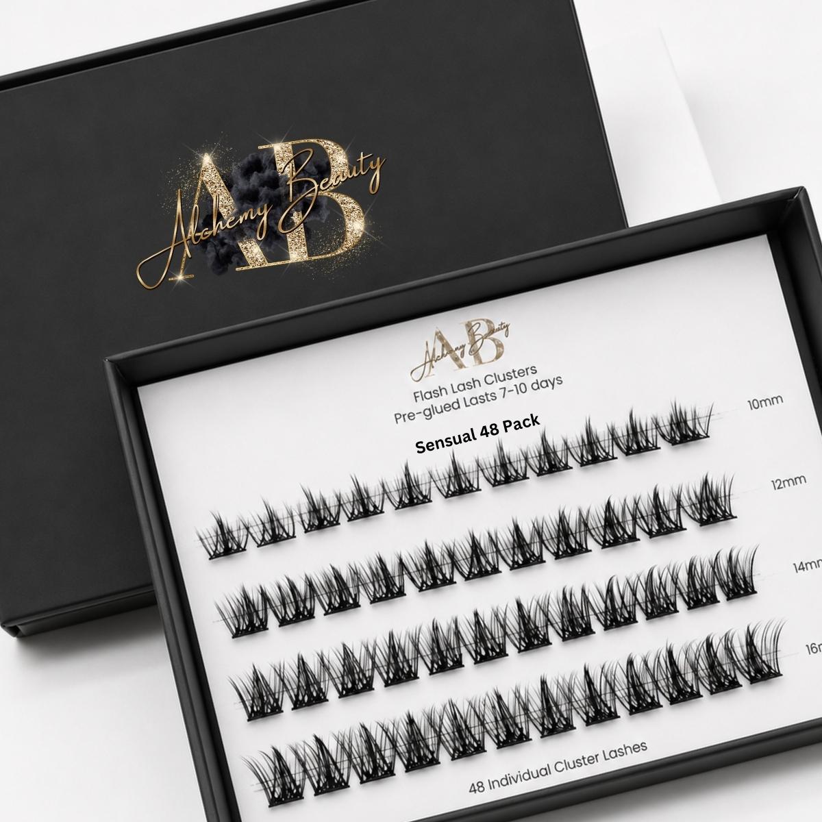 Flash Lash Sensual 48 pack pre-glued cluster lashes by Alchemy Beauty